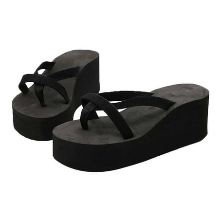 

Summer Beach Wedge Flops Women Sandals Flops Slippers Size 38 (Black)