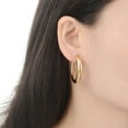 thumbnail image 6 of JUSTJANDM Stainless Steel Gold Chunky Large Hollow Hoops Earrings for Women,Minimalist and Chic Open hypoallergenic Earrings Lightweight Big Hoop Earring for Sensitive Ears, 6 of 7