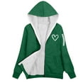 thumbnail image 5 of QATAINLAV Maternity Oversized Hoodies Jackets for Women Warm Fleece Lined Zip Up Sweatshirts Cute Heart Print Outerwear, Green, XXXXXL, 5 of 5