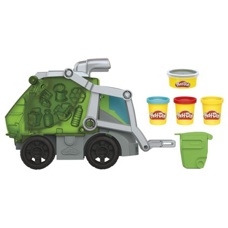 Play-Doh Wheels Dumpin' Fun 2-in-1 Garbage Truck Toy, Stinky Scented Compound and 3 Cans