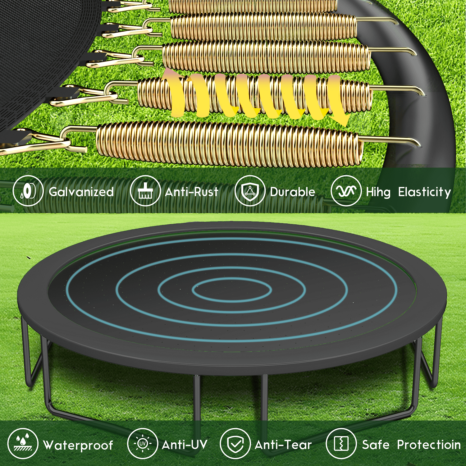 FIZITI 10FT 1000LBS Trampoline with Basketball Hoop for Kids,Pumpkin Outdoor Trampoline with Enclosure Net,Sprinkler,Light,Socks,Ladder, Recreational Backyard Trampoline Capacity for 3-4 Kids