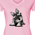 thumbnail image 4 of Inktastic Curious Schnauzer Women's V-Neck T-Shirt, 4 of 5