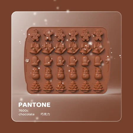 

Christmas Silicone Chocolate Mould 5 in 1 Biscuit Baking Moulds Xmas Trees Candy Gingerbread Man Fudge Moulds (Model A - Coffee)