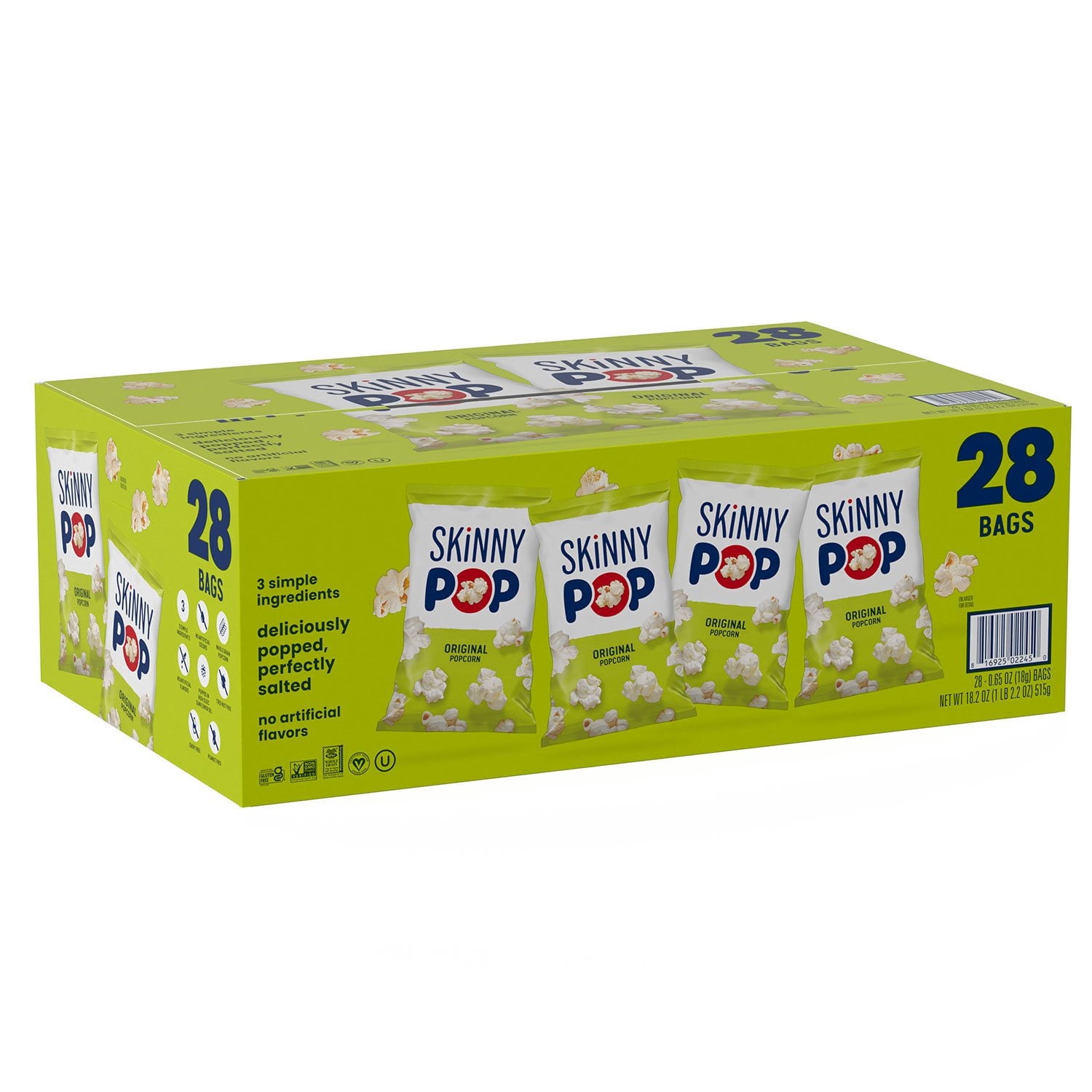 SkinnyPop Variety Snack Pack Popcorn, 0.5 oz., 36 pk. & Original Popcorn Snack Bags, 0.65 oz., 28 pk. with bowl by OMA