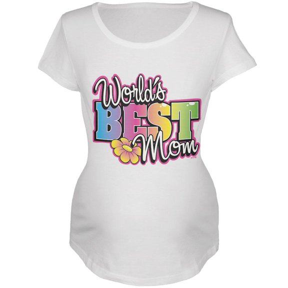 Mother's Day World's Best Mom Maternity Soft T Shirt White X-LG