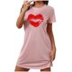 thumbnail image 2 of Camisón corto de talla grande para mujer, camisón de manga corta con estampado de pecho a la moda, camisón para mujer, 2 of 5