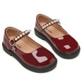 thumbnail image 6 of Hessimy Girls Dress Shoes-Mary Jane Shoes for Girls Low Heel Princess Hook and Loop Dress Shoes Party Wedding Flats for Little/Big Kids school Round headed (Wine,1.5), 6 of 6