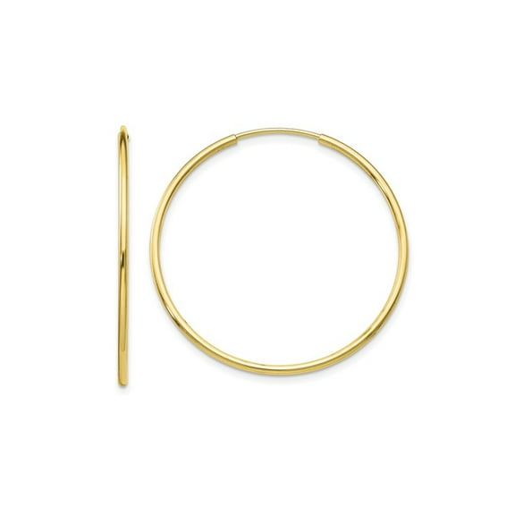 Gem & Harmony Large 10K Yellow Gold Hoop Earrings 1 1/2 inches (1.2mm) for Women