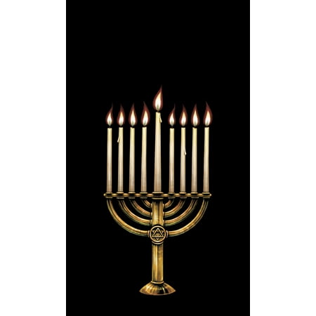 Menorah 34.5x60 Holiday Window Decoration Poster