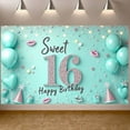thumbnail image 3 of Glitter Design Sweet 16 Banner Turquoise Balloons Display Pink Lips Sparkling Decor 16th Birthday Backdrop for Sweet 16 Party Teen Birthday Celebration Girls' Birthday Party, 3 of 9