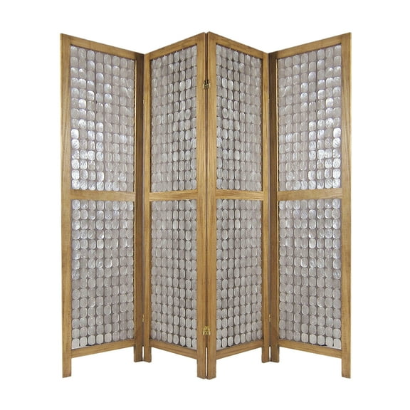 Sg-285A Princessa 4 Panel Screen Room Divider With Sandy Brown Finish