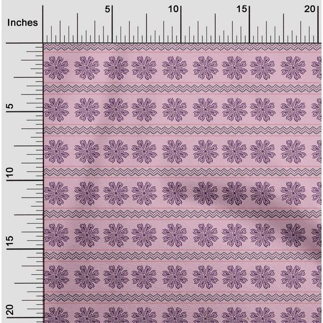 oneOone Tissu Popeline de Coton Imprimé Floral & Chevron pour Couture BTY 42 Pouces de Large