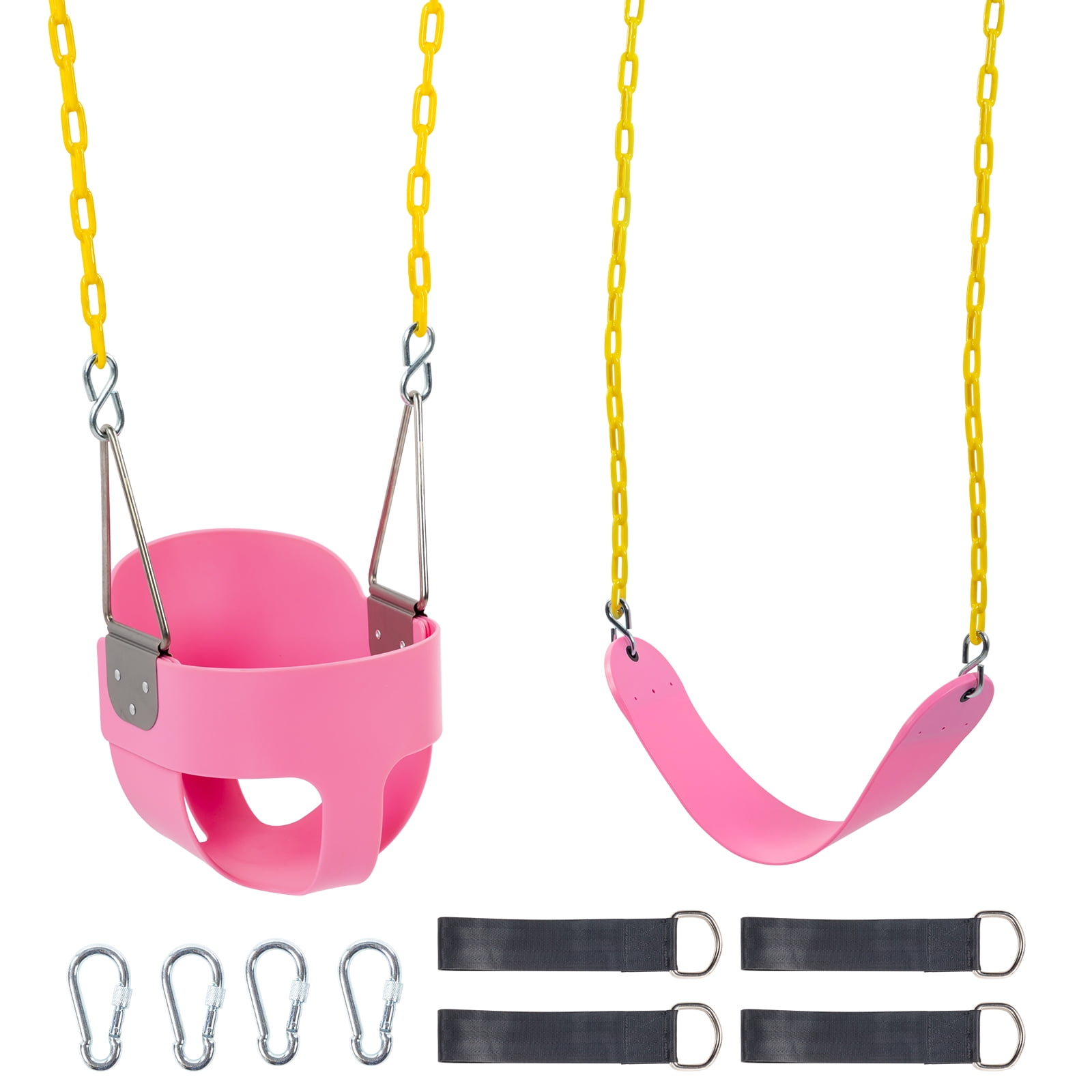Ktaxon Toddler Swing Full Bucket Baby Swing Seat with Coated Chains for Outdoor Use Pink