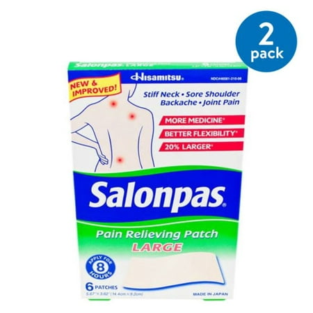 (2 Pack) Salonpas Pain Relieving Patch Large, 6