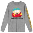 thumbnail image 5 of South Park I Am SO Seriously Crew Neck Long Sleeve Gray Heather Adult Tee-Medium, 5 of 7