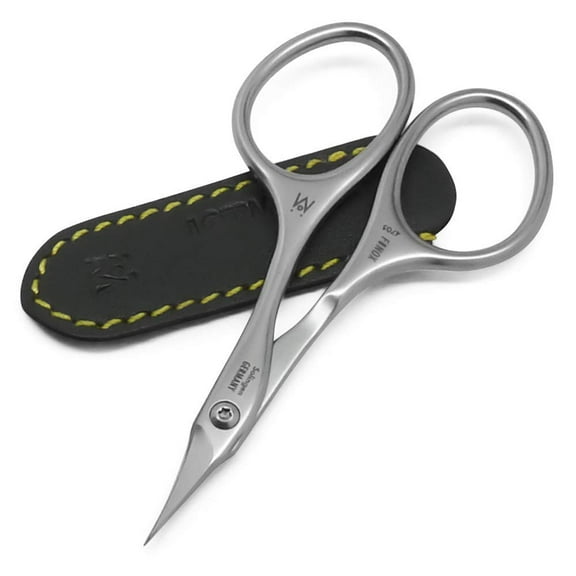 Germanikure Tower Point Cuticle Scissors - Finox Stainless Steel Manicure Tools in Leather Case