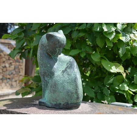 laminated poster craft garden cat from stone art sculpture fig