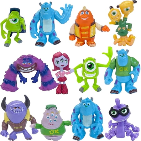 12 Pcs Monsters Inc, 4-in Tall Posable Movie Characters Collectible James P Sullivan and Other Action F-i-G-u-r-e-s for Kids