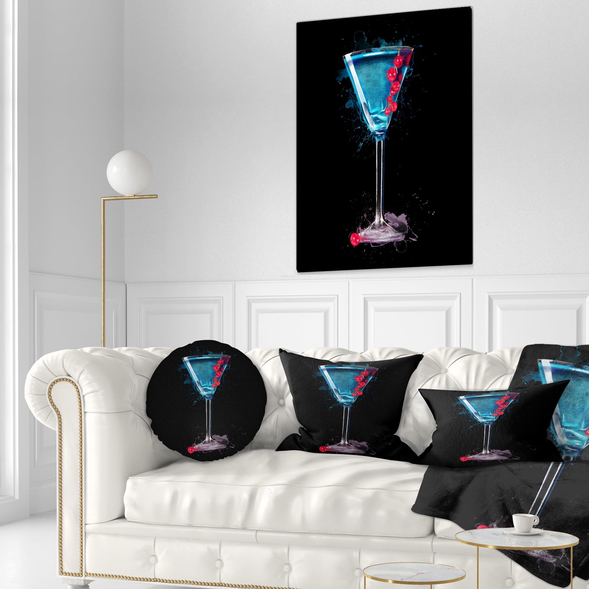 Designart Cocktail Margarita with Berries - Modern Throw Pillow - 12x20