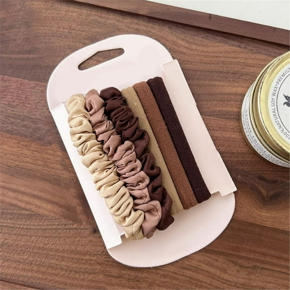 1Set Cloth Scrunchie Ponytail Holder Hair Ties 138x80x13mm for Women Daily Wear Sports Casual Use Brown