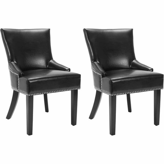 SAFAVIEH Lotus 19''H Side Chair, Black/Silver Nail Heads, Set of 2