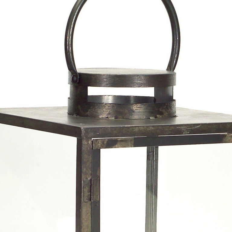 Set Of Three Gray Flameless Floor Lantern Candle Holder Set Of Three Gray Flameless Floor Lantern Candle Holder