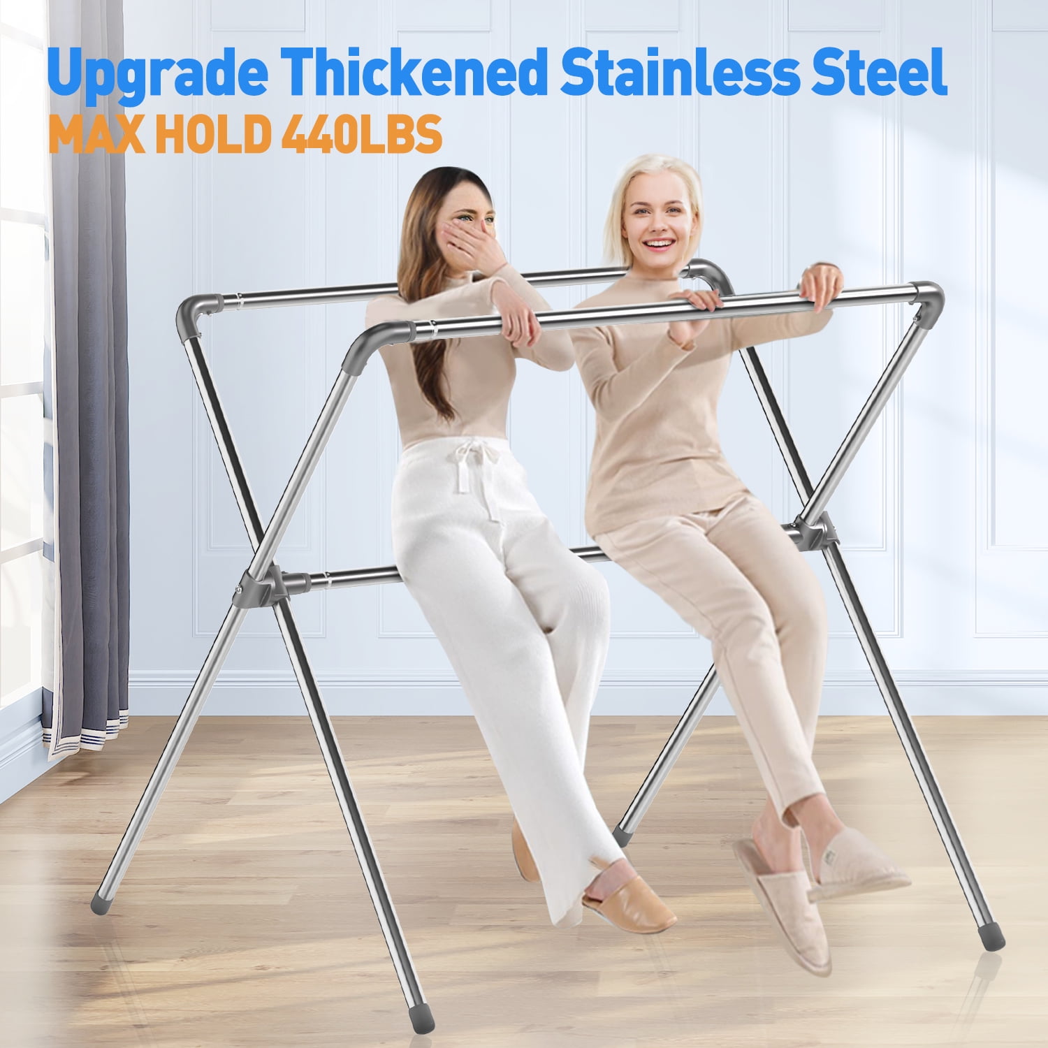 Foldable cloth drying rack stainless steel cloth hanger_OKCHEM