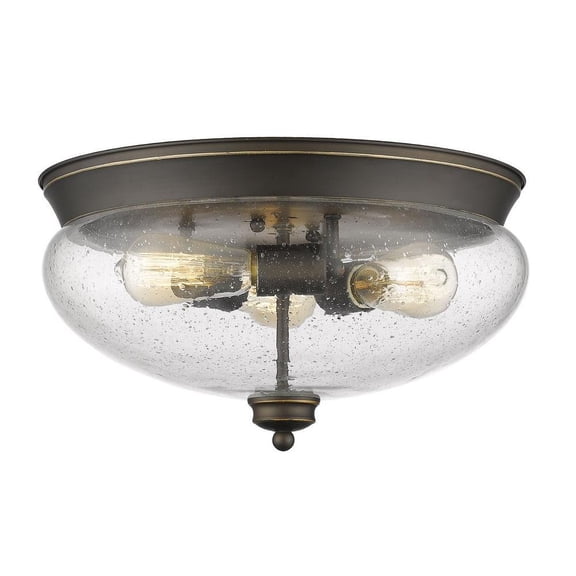 3 Light Flush Mount in Traditional Style 15 inches Wide By 8.5 inches High-Olde Bronze Finish Bailey Street Home 372-Bel-2019956