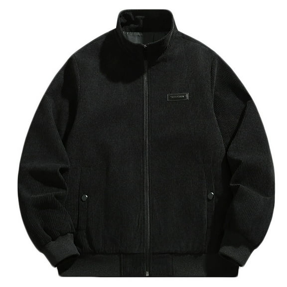 YanHoo Men's Hardshell Jackets Heavyweight Oversized Corduroy Full Zip High Collar Coat Sport Casual Bomber Jacket Outcoat