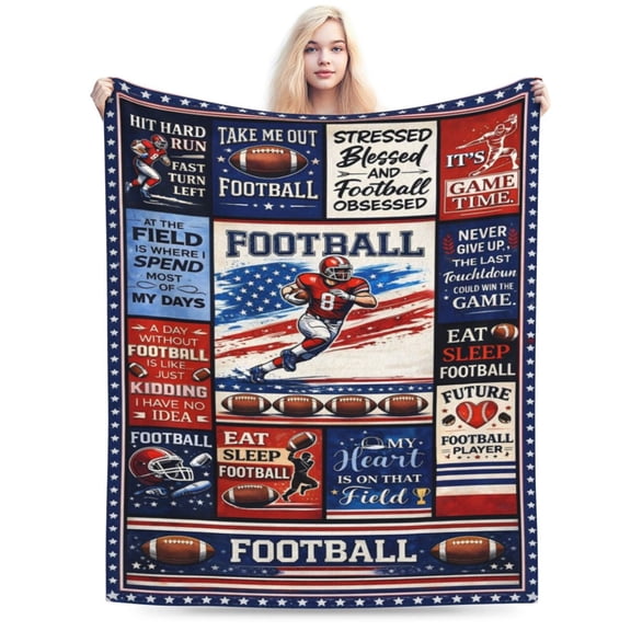 American Football Lover Blanket Football Sports Fan Blanket Gift for Boys Men Teens Birthday Fathers Day Christmas 50x40