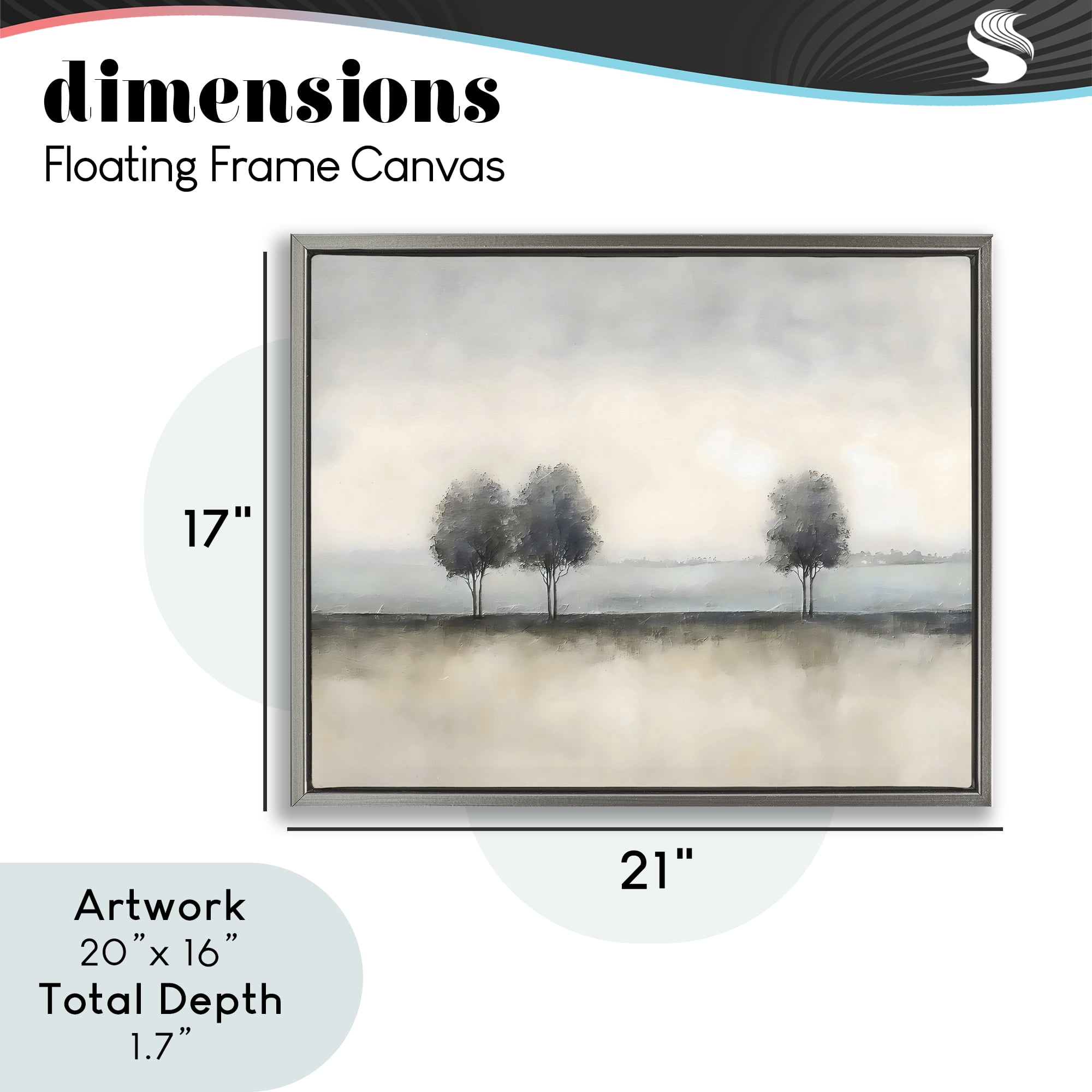 Stupell Industries Muted Trees Horizon Gray Framed Floater Canvas Wall Art, design by Riley B