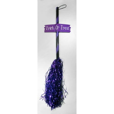 Witch Broom Tinsel Purple Halloween Hanging Decoration ...