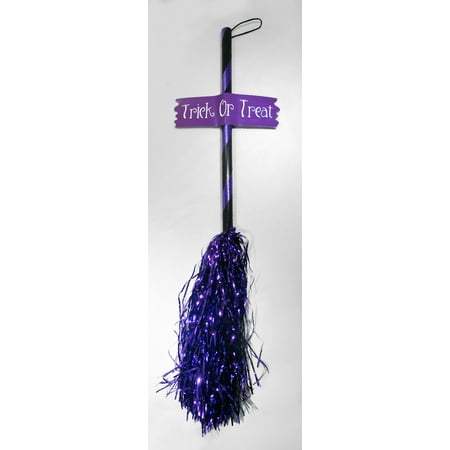 Witch Broom Tinsel Purple Halloween Hanging Decoration Decor Wall