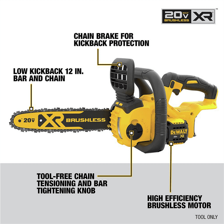 DeWalt 20V MAX XR Compact 12 in Battery Powered Electric Operated Cordless Chainsaw Walmart