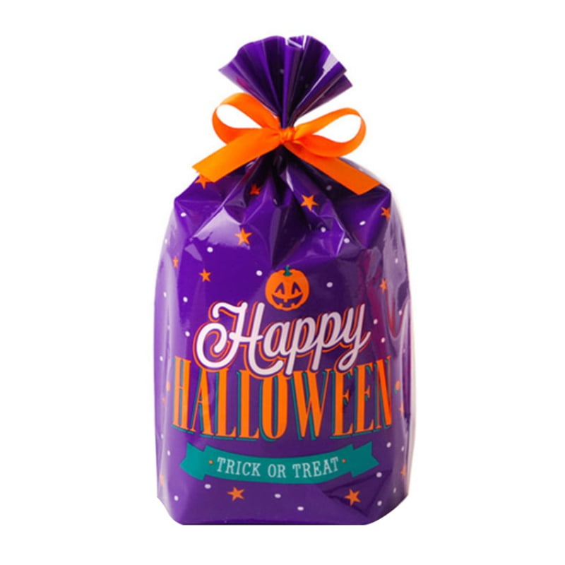 Fysho 50pcs Halloween Plastic Candy Bag Cartoon Party Favors Bags