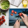 thumbnail image 3 of Tropical Cutting Board, Sunset over Ocean Calm Exotic Beach in Kut Island Thailand Summertime, Decorative Tempered Glass Cutting and Serving Board, Large Size, Blue Black Pale Pink, by Ambesonne, 3 of 5