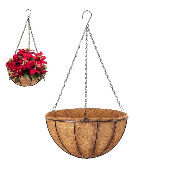 Hanging Baskets,12 Inch Hanging Planters for Outdoor Plants Metal Watering Flower Baskets with Coco Fiber Liners for Hanging Pot Round Plant Holders Planter,Flower Baskets for Outside (1 Pack)