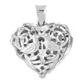 thumbnail image 1 of 18K White Gold 3D Filigree Heart Pendant - 26 mm, 1 of 3
