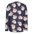 thumbnail image 4 of Ounisa Women's Open Front Cardigan Christmas Tree Snowman Snowflake Santa Claus Elkhorn Graphic Shirt with Pockets Long Sleeve Lightweight Coat, 4 of 7