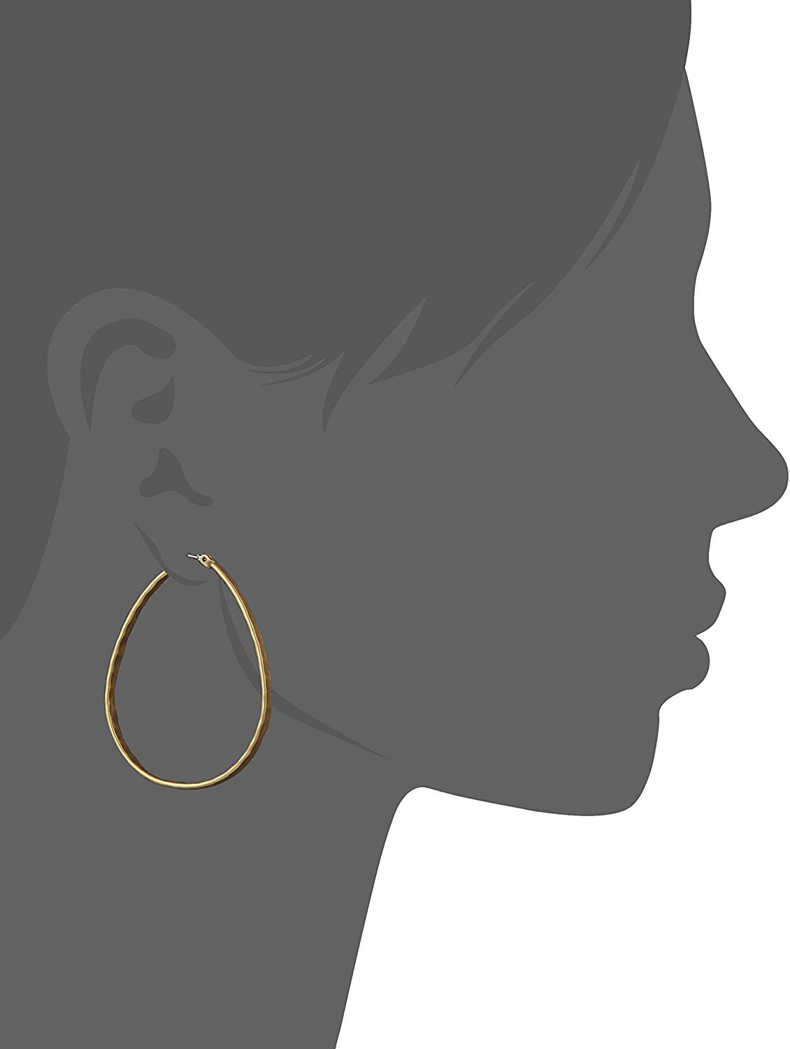 Lucky Brand Medium Silver-Tone Oblong Hoop Earrings