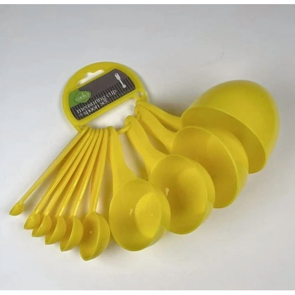 Cook'S Kitchen Measuring Cup Spoon Set Yellow 10 Piece Set 1/8 Teaspoon - 1 Cup