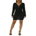 thumbnail image 1 of Robe Moulante Tricotée pour Femme à Manches Longues avec Fermeture Éclair, Col en V, Douce, Coupe Ajustée, Mini-Robe de Boîte de Nuit/soirée, Noire, m, 1 of 9