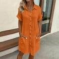 thumbnail image 2 of ameIAEA Women's Short Sleeve Button Down Collared Shirt Dress Summer Causal Vacation Dresses with Pockets, 2 of 6