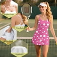 thumbnail image 7 of KEIAHUAN Pink Polka Dot Tennis Dress for Womens Quick Dry 2 Piece Golf Dresses with Shorts Casual Spaghetti Strap Athletic Dress with Pocket Summer Golf Outfits Set S, 7 of 7
