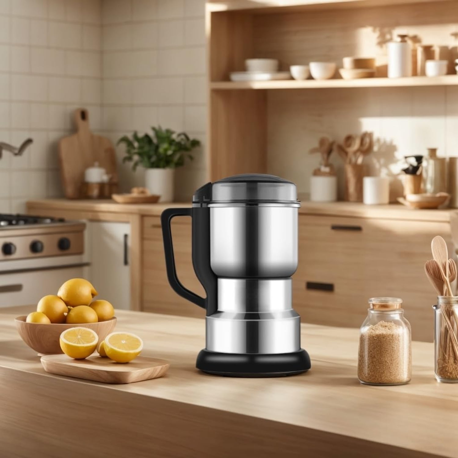 Electric Coffee & Spice Grinder, 400W 14oz Large Capacity with 304 Stainless Steel Blades, Fine Powder Grinder for Beans, Herbs, Grains, Nuts – Compact & Easy to Use