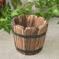 thumbnail image 6 of Gongxipen Solid Wood Carbonized Fleshy Flower Pot Balcony Planting Preservative Flower Holder Home Decoration Retro Wooden Small Wave Mouth Small Size (Brown), 6 of 7