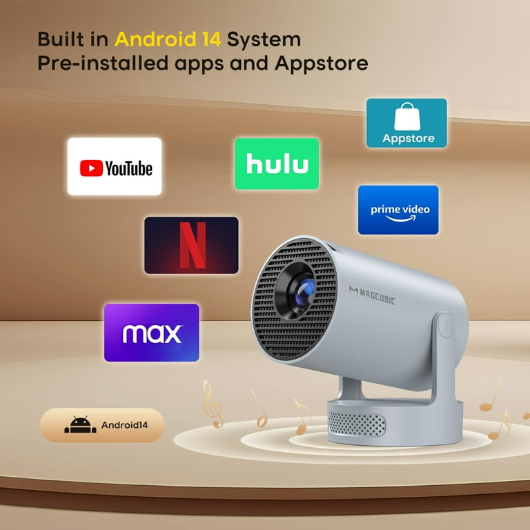 Magcubic Mini Projector, 4K Support with WiFi 6 & BT 5.4, 290 ANSI