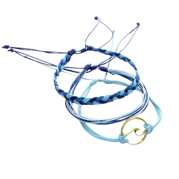 Tobillera de cuerda, tobilleras, pulseras para mujer, 3 piezas, joyería, tobillera de playa con onda