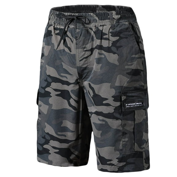 Awdenio Men's Camo Cargo Shorts Relaxed Fit Multi-Pocket Outdoor Work Drawstring Camouflage Cargo Shorts