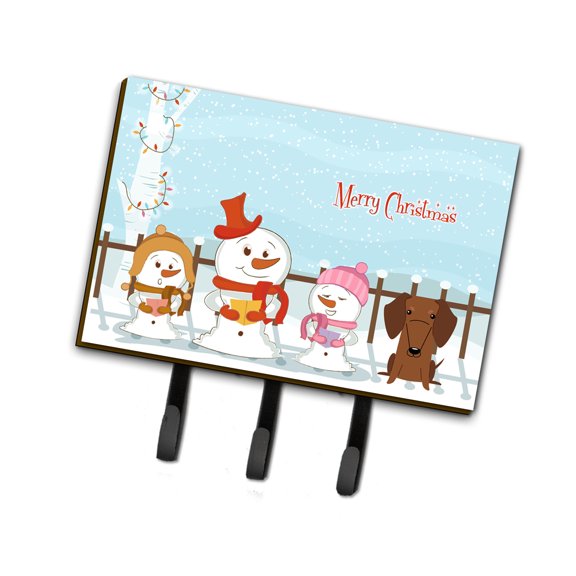 Merry Christmas Carolers Dachshund Red Brown Leash or Key Holder